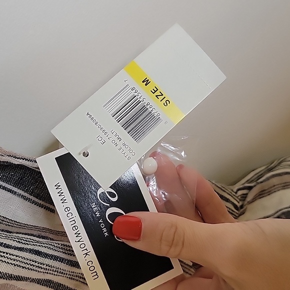 ECI New York Navy, Cream And Tan Linen JUMPER Nwt Size MEDIUM - Picture 3 of 9